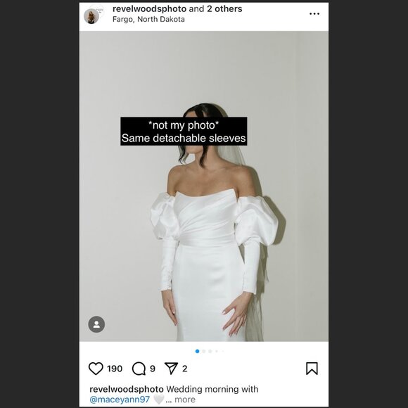 Bridal Detachable Puff Ivory Satin Long Sleeves - Picture 3 of 8